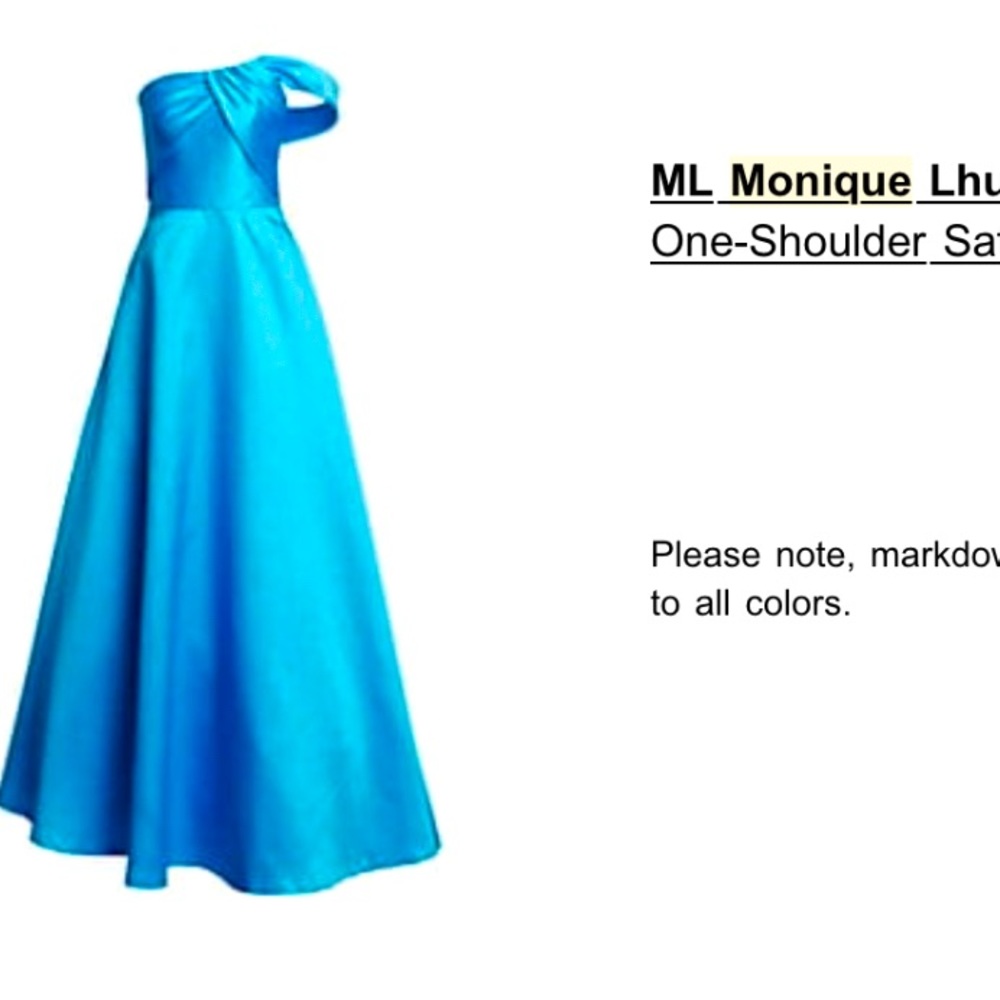 Monique Lhullier NWT A-line size 12 Sea Blue formal